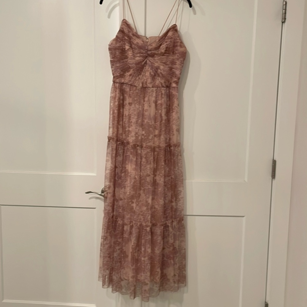 Adrianna Papell Blush Floral Tule Dresss